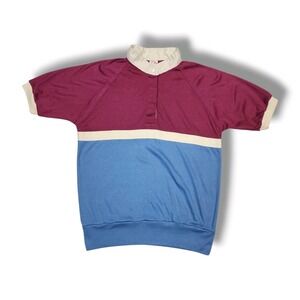 Vintage 80s Gear Up Multicolor Polo Top Junior Women's M